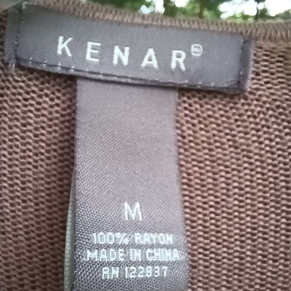 KENAR BOHO COASTAL GRANNY RUFFLED SWEATER WRAP MEDIUM MOCHA - Picture 9 of 17